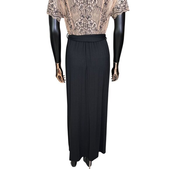 Soma Cool Nights Lace Bodice Maxi Nightgown Large Black Nude Lace Sleepwear NWT - Picture 6 of 12
